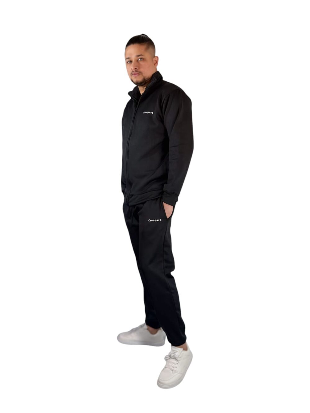 Men's Black Zipper Tracksuit - Comfort Meets Style - Image 2