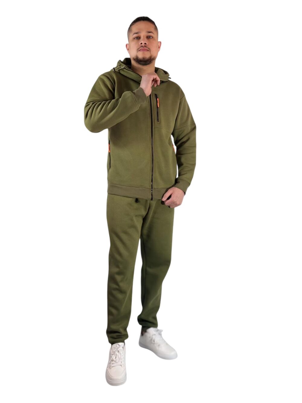 Men's Olive Green Zipper Tracksuit - Comfort Meets Style - Image 7