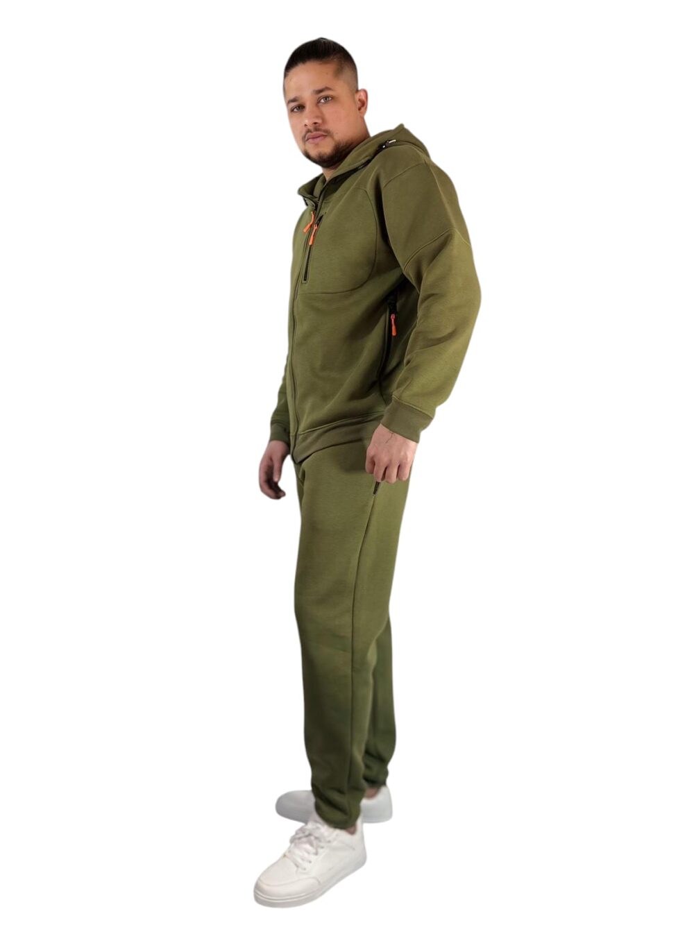 Men's Olive Green Zipper Tracksuit - Comfort Meets Style