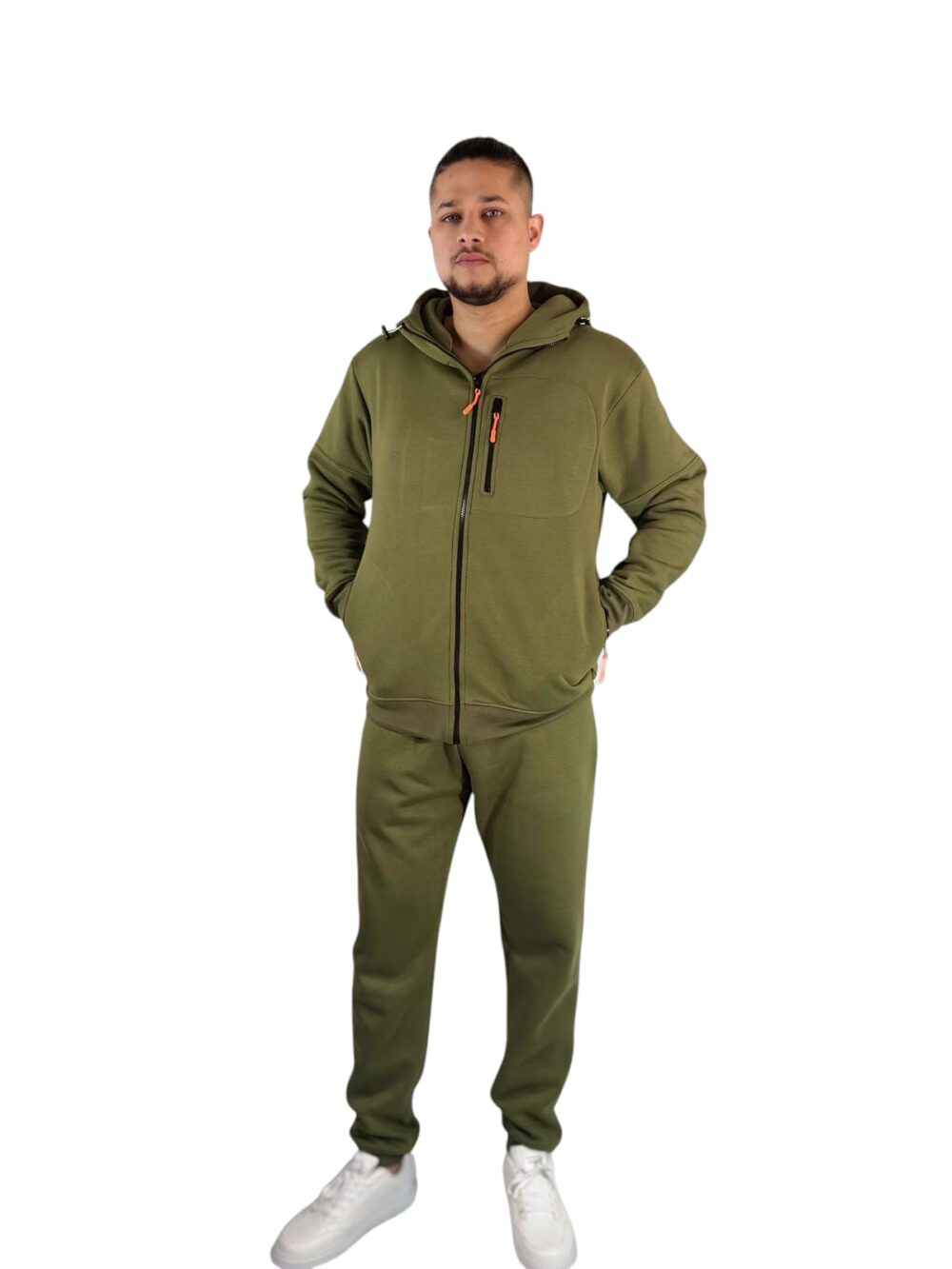 Men's Olive Green Zipper Tracksuit - Comfort Meets Style - Image 9