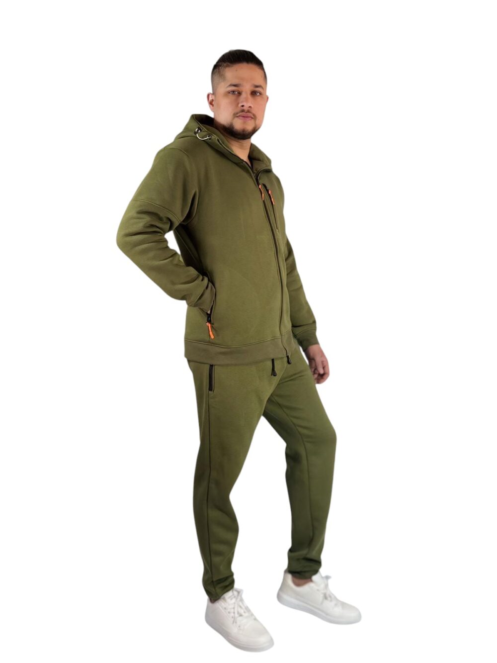 Men's Olive Green Zipper Tracksuit - Comfort Meets Style - Image 2