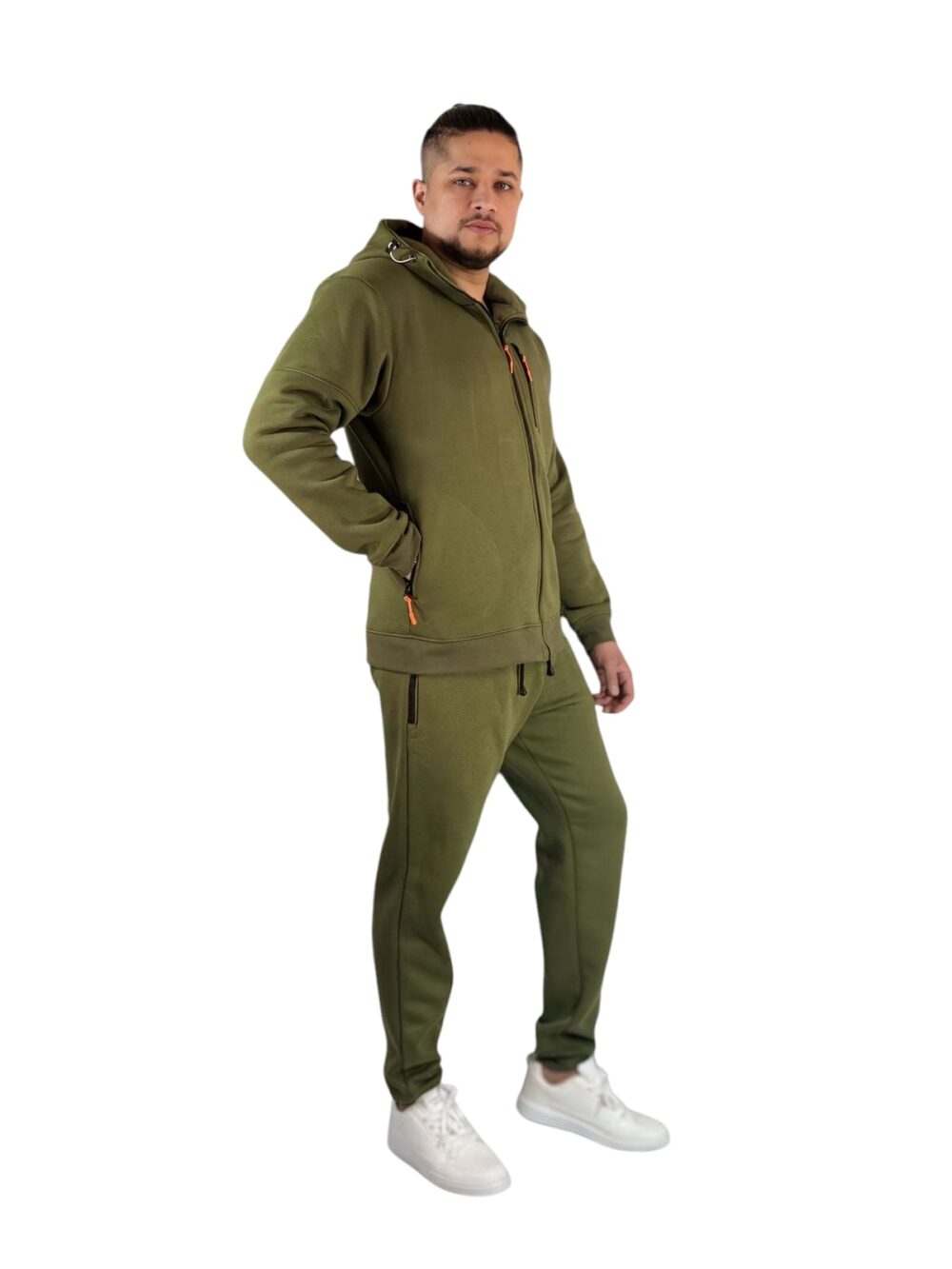 Men's Olive Green Zipper Tracksuit - Comfort Meets Style - Image 3