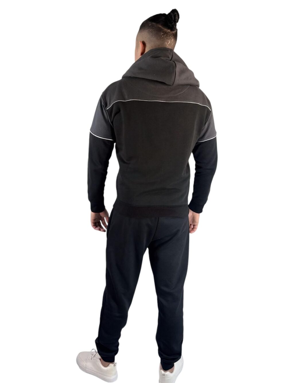 Men's Black Contrast Zipper Tracksuit - Sleek - Image 6