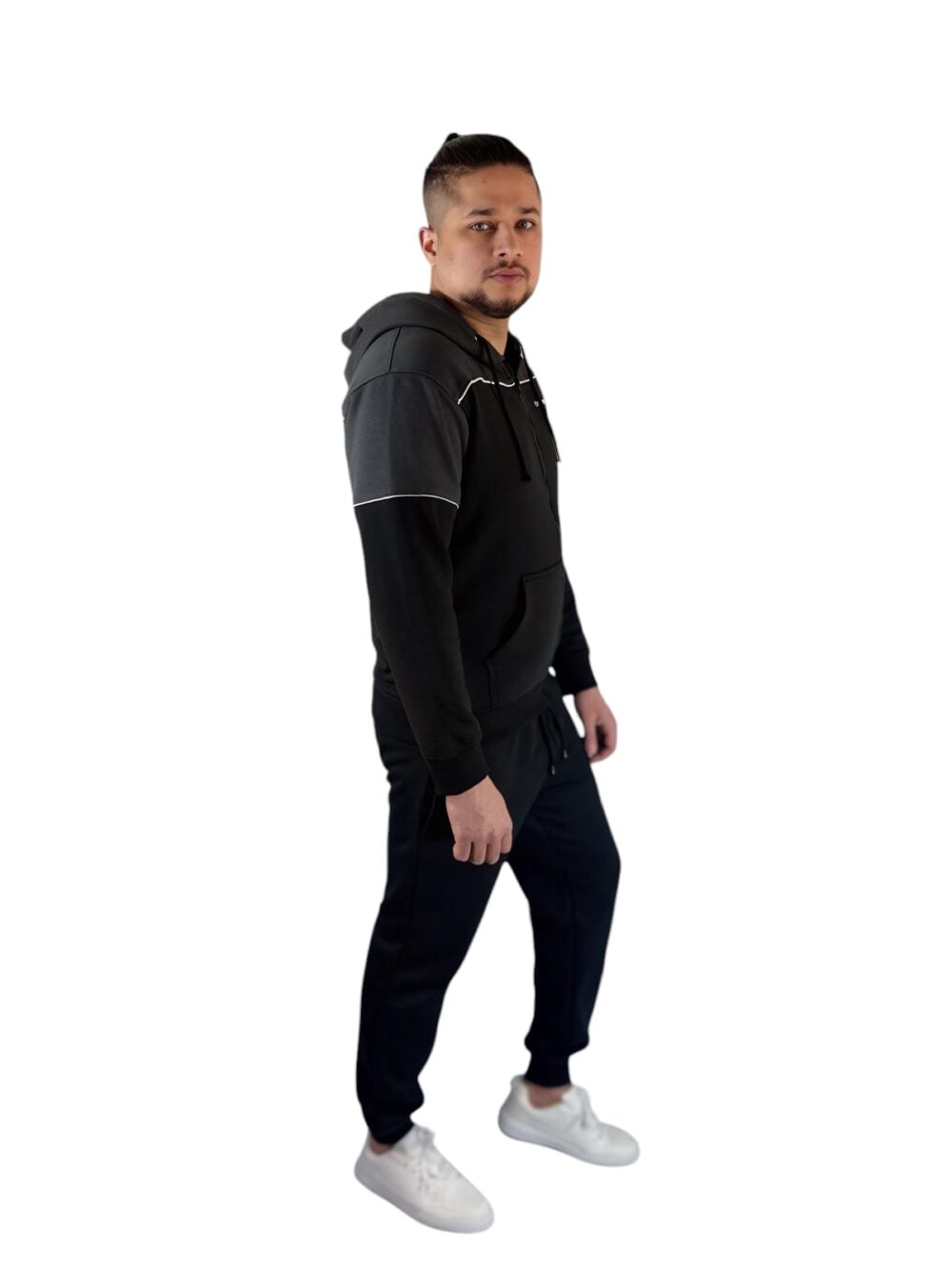 Men's Black Contrast Zipper Tracksuit - Sleek - Image 8