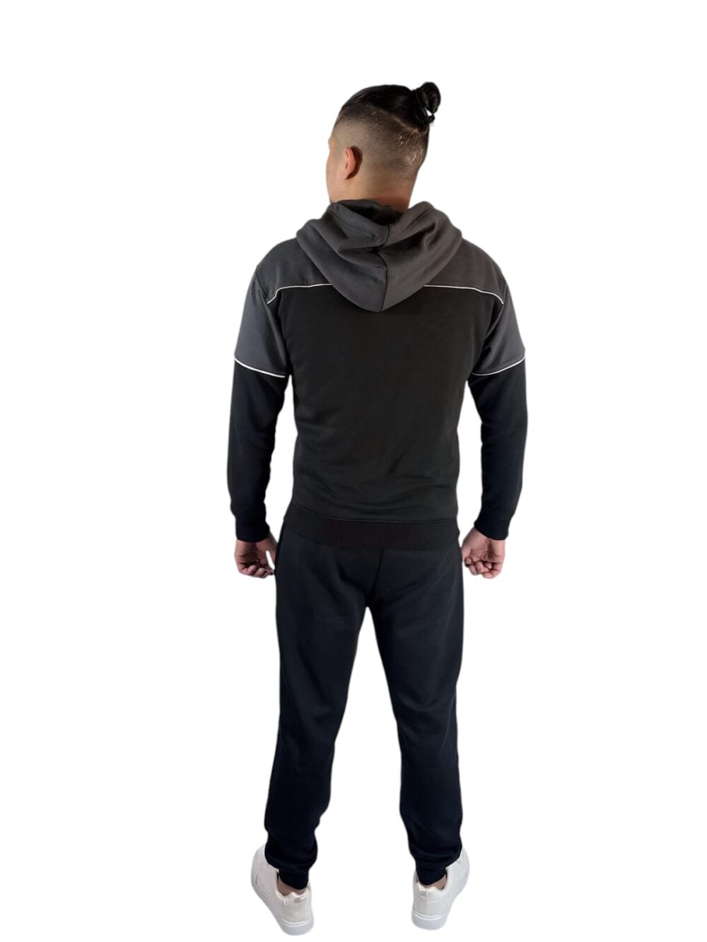 Men's Black Contrast Zipper Tracksuit - Sleek - Image 2