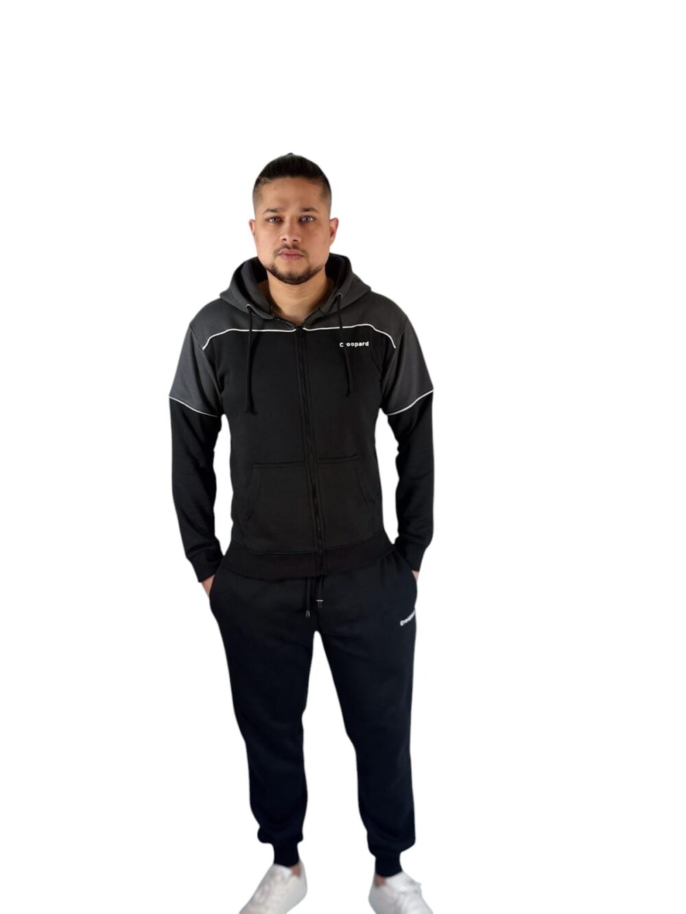 Men's Black Contrast Zipper Tracksuit - Sleek - Image 5